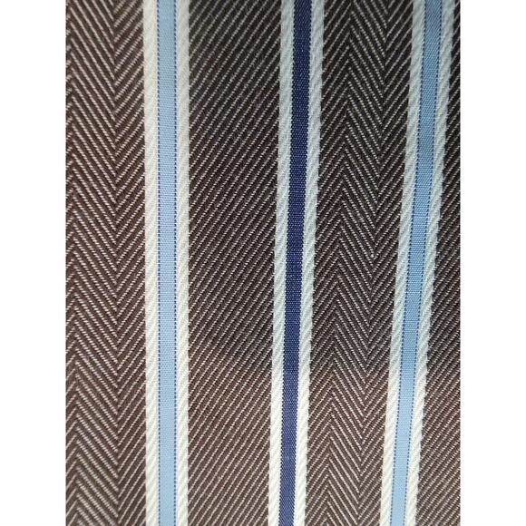 Ermenegildo Zegna Dress Shirt Men's XL Brown Blue Stripe 100% Cotton Business - Picture 9 of 10